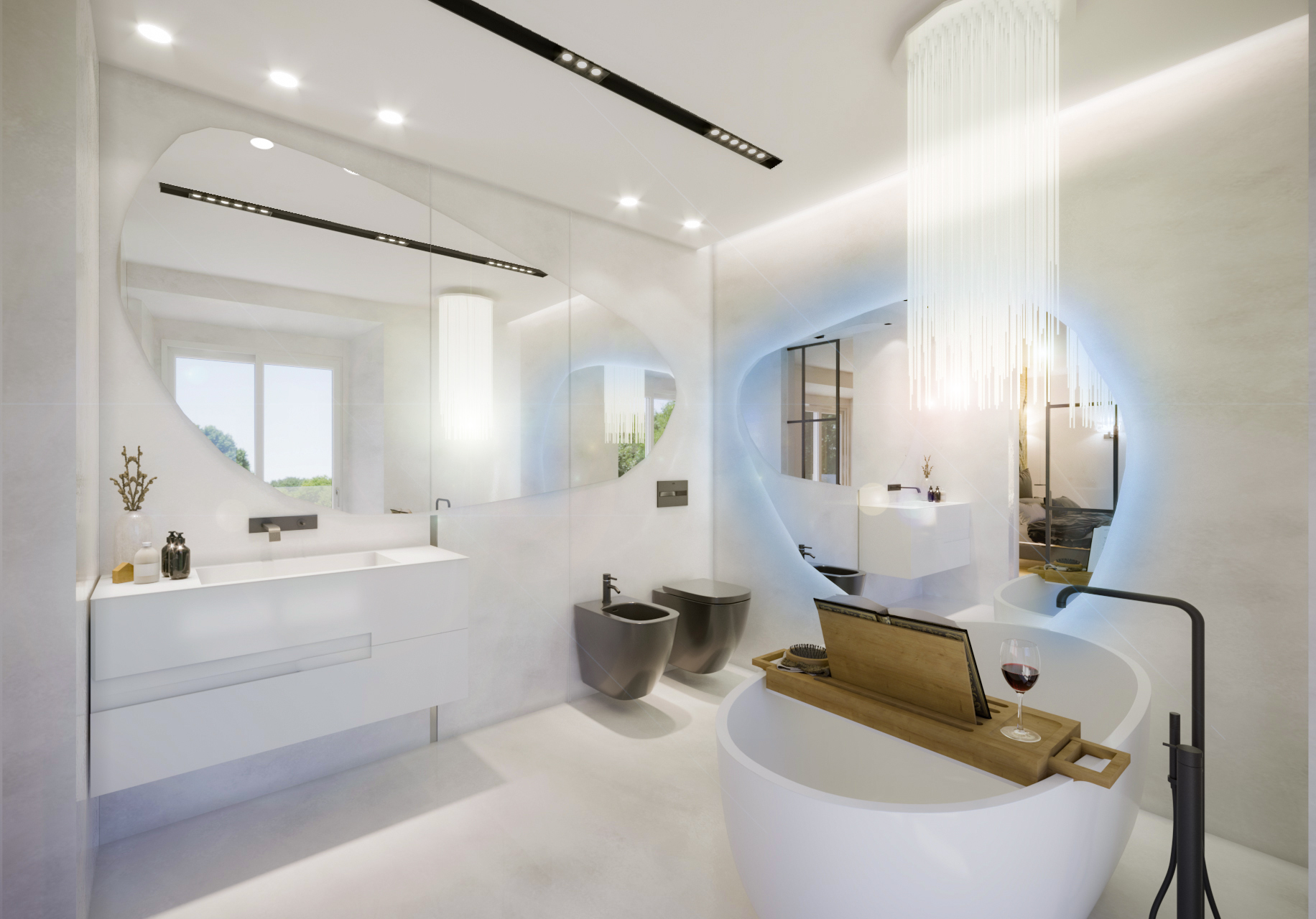 proposta di interior design total withe per un bagno elegante