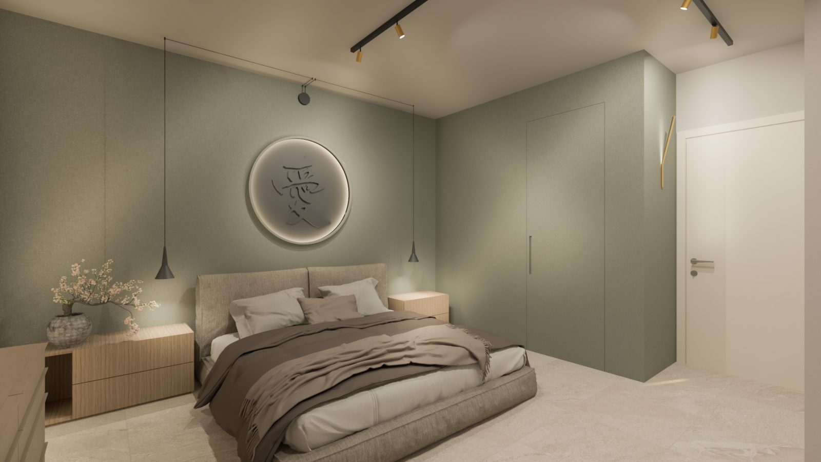 Camera da Letto Stile Japandi per Giovane Coppia – Interior Design