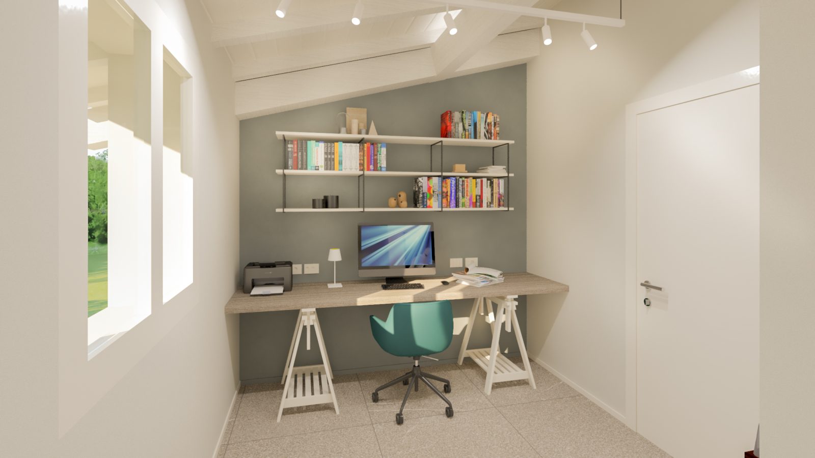 studio pensato per lo smart working – MICHELE VOLPI STUDIO INTERIOR DESIGN studio e guardaroba in unico ambiente. Un locale dedicato al doppio uso, per uno sfruttamento smart dello spazio a disposizione.