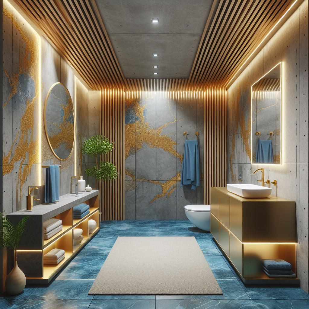 bagno blu – MICHELE VOLPI STUDIO INTERIOR DESIGN un bagno oro e blu