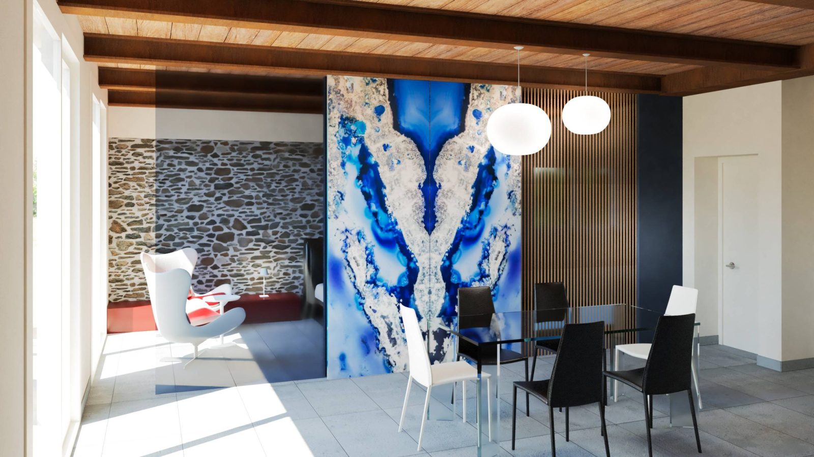 Vetrata Divisoria con Parete in Vetro Retroilluminato e Porta Scorrevole – MICHELE VOLPI STUDIO INTERIOR DESIGN Parete divisoria moderna in vetro retroilluminato con porta scorrevole integrata, profilo sottile e illuminazione diffusa per interni di lusso.